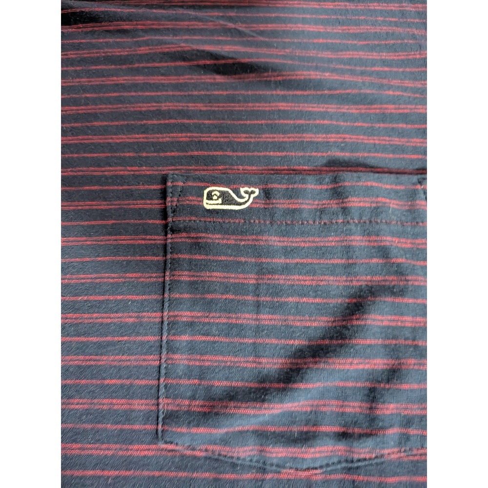 Vineyard Vines Edgartown T-Shirt Hoodie Mens Medium Navy Red Stripe 1V011112 - Picture 2 of 7